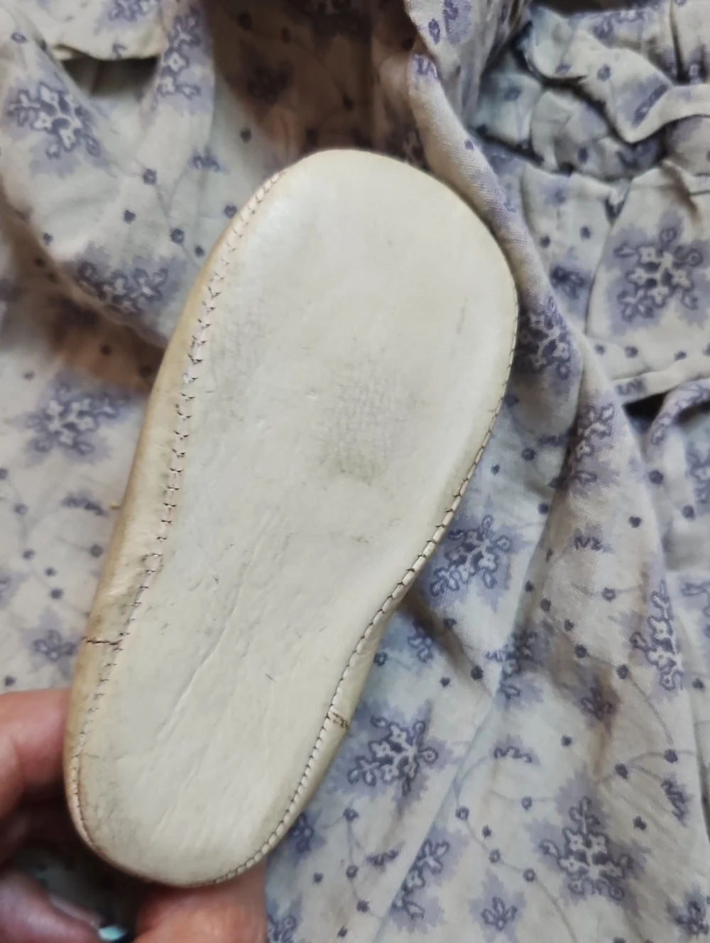 Antique Children's Mary Jane Leather Shoe in Cream